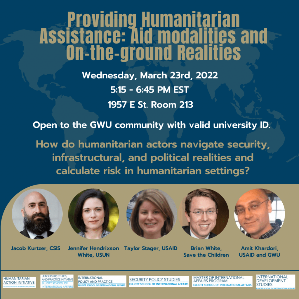 Providing Humanitarian Assistance: Aid modalities and On-the-ground Realities Poster