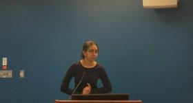 Person speaking at podium